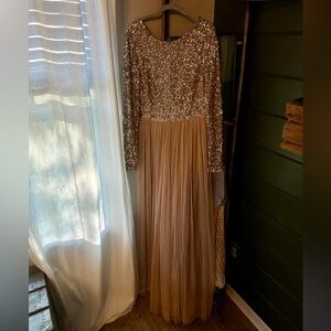 Gold sequin low back gown ASOS